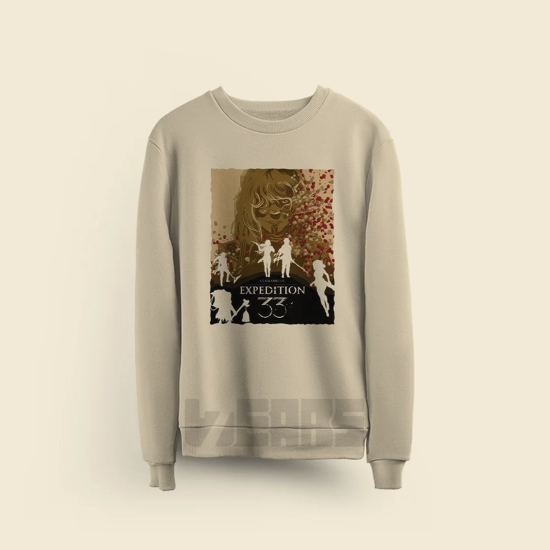 سویشرت Clair Obscur Expedition 33 طرح پوستر سویشرت Clair Obscur Expedition 33 طرح پوستر